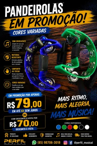 Pandeirola várias cores promoção