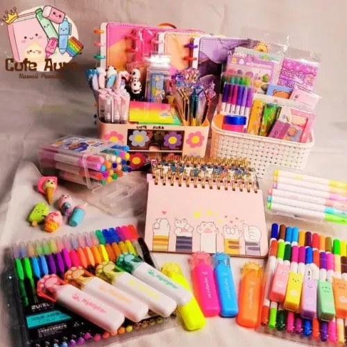 Kit 15 Itens Papelaria Kawaii Fofos e criativos Itens Diversos