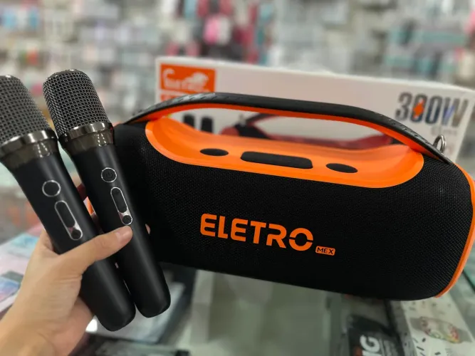 Caixa de Som 300w + 2 Microfones. Entrega grátis 