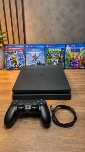 PS4 Slim 1TB + 1 Controle Original + 4 Jogos | Impecável