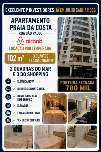 Investidores corram Praia da Costa 3 qts 102mt² Porteira fechada 780 mil