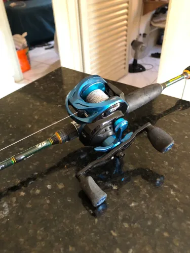 Carretilha de pesca com vara