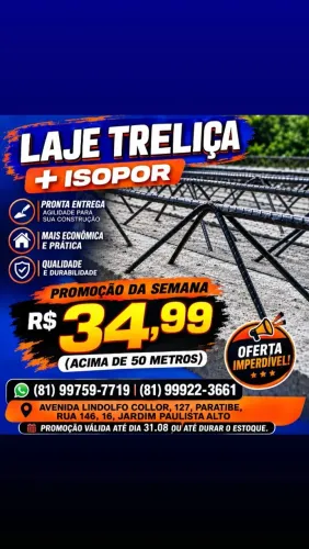 LAJE TRELIÇA + ISOPOR ANTICHAMAS