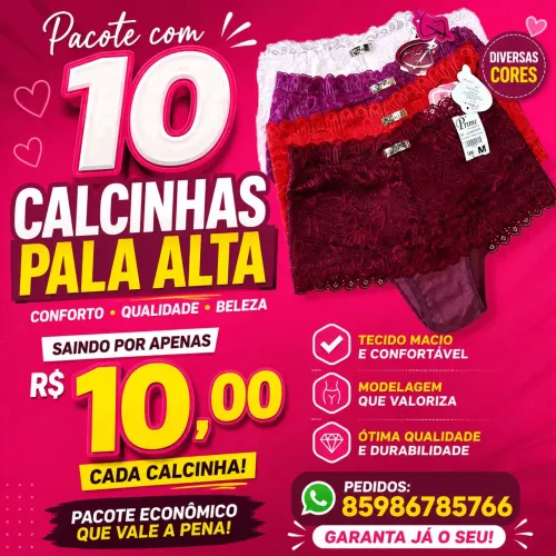 Calcinhas pala alta pacote