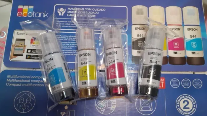 Kit Refil 544 / T544 Original Epson (4 Cores: Preto, Amarelo, Ciano, Magenta)