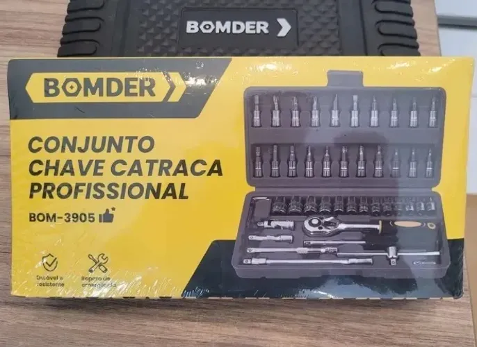 Kit Jogo De Chaves Catraca Soquete Crv 46 Peças Sextavado