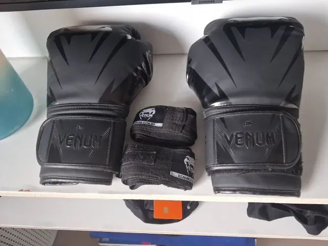 luva de boxe + bandagem 14oz
