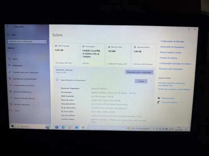Vendo notebook Dell com uma i5 de oitava geração