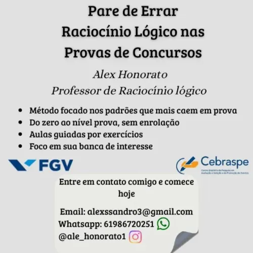 Professor de Raciocínio Lógico e Matemática para Concursos Públicos