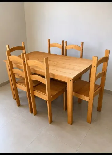 Mesa 6 Cadeiras Madeira Pinus