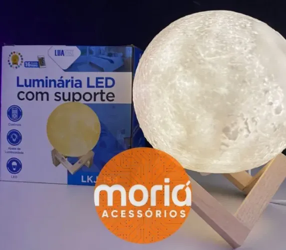 Luminária Lua Cheia 3D 13cm Recarregável Abajur Branco 1 Cor 880ml