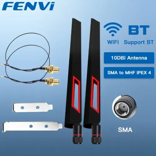 Kit 2 Antenas Wi-Fi NGFF M.2 10dBi com Espelho e Cabo para Desktop
