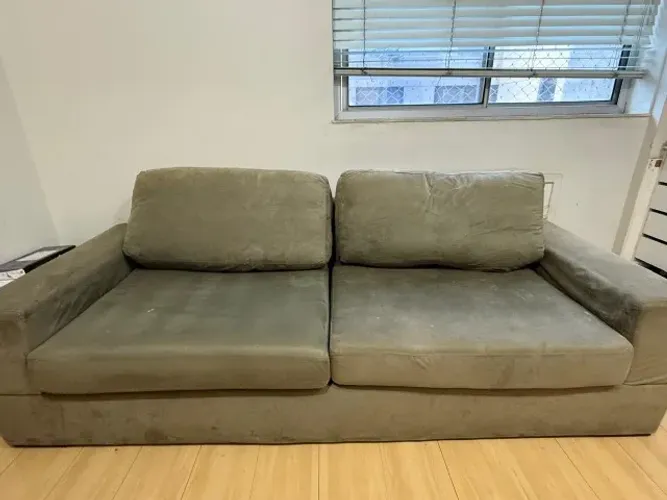sofa 4 lugares suede verde musgo