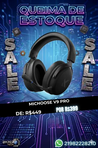 Fone De Ouvido Mchose V9 Pro Headset Gamer Wireless Sem Fio Cor Preto