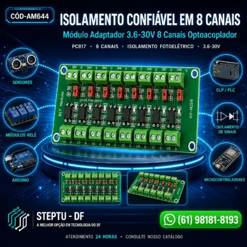 Módulo adaptador 3.6-30v 8canais optoacoplador placa de isolamento fotoelétricoCOD-AM644