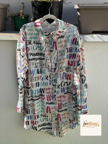 Camisa Feminina Estampada com Frases Plus Size Shein Tamanho 1XL