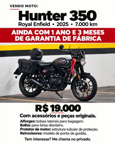 Royal Enfield Hunter 350 2025. 7 mil km + acessórios