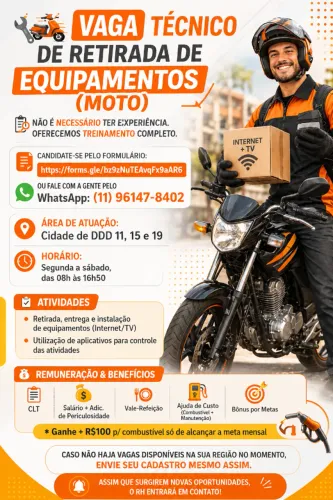 Motoboy retirada de aparelhos sumaré
