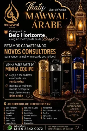 Venha fazer parte da equipe de vendas Mawwal árabe BH e Região Metropolitana de Beagá
