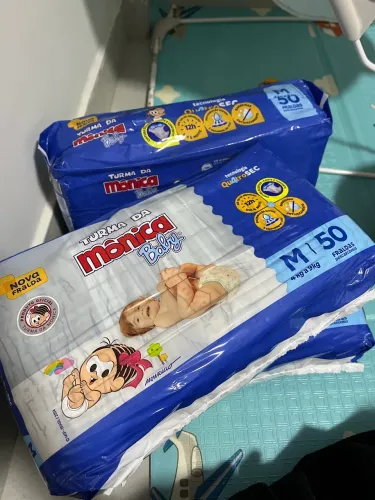 3 Pacotes de Fralda Turma da Mônica M - 150 unidades