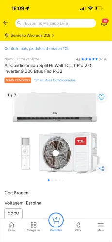 Ar condicionado TCL 9btu quente e frio