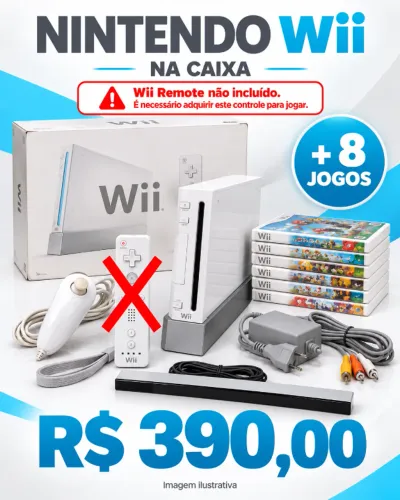 Nintendo Wii na caixa + 8 jogos ? sem Wii Remote