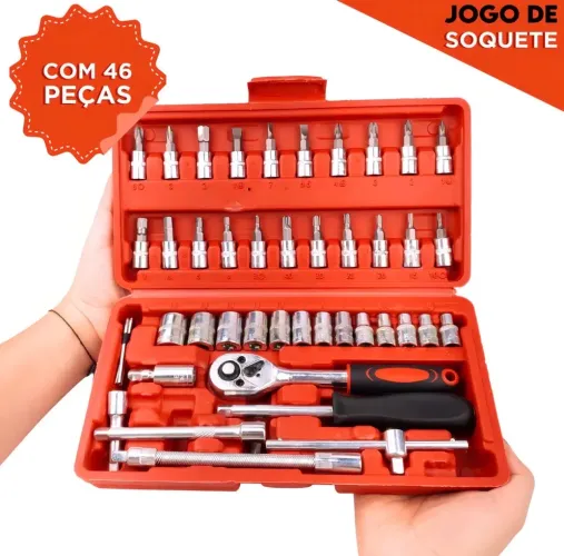 Jogo de Chaves e Soquetes Allen Kit 46 Ferramentas com Maleta