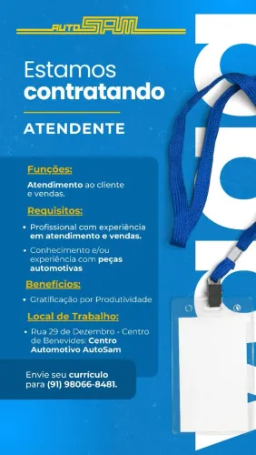 Estamos contratando! Confira as vagas na descrição.