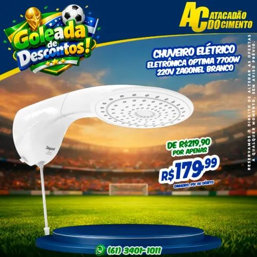 Chuveiro Eletrônico Zagonel Optima 7700W 220V Branco