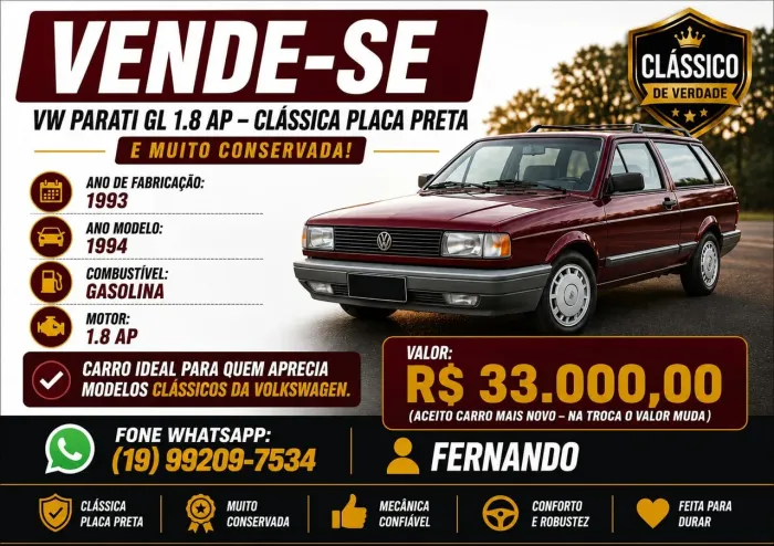 Volkswagen Parati GLI / GL 1.8 (álcool) 1994