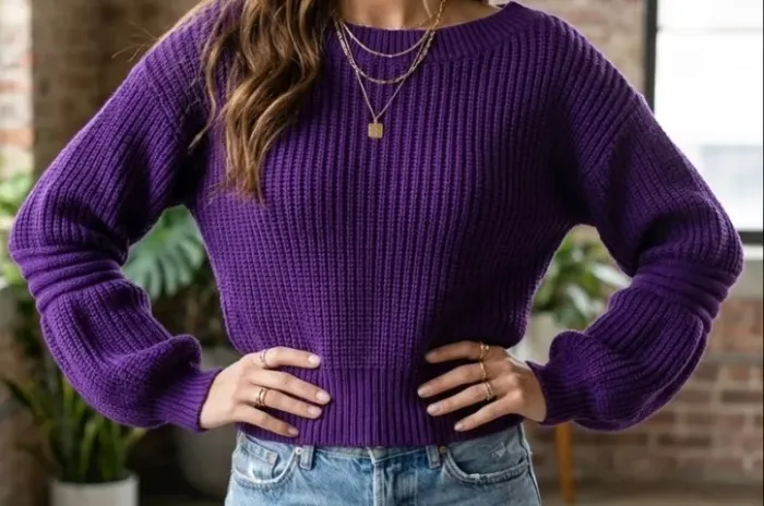 Casaco tricô roxo