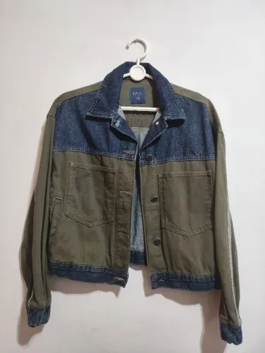 Jaqueta jeans nova de sarja com bolsos largos da bluesteel