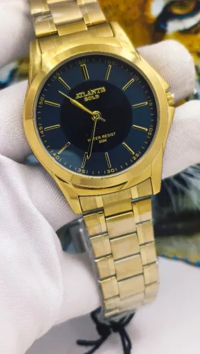 Relógio original masculino novo dourado banhado a ouro