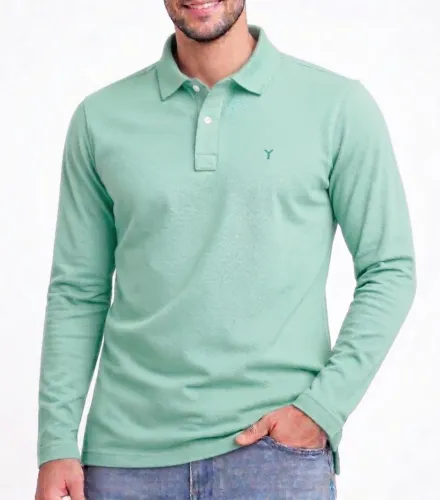 Camisa Polo Suedine Longa Verde