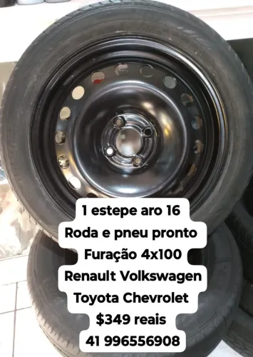 Roda estepe aro16 furação 4x100 roda e pneu pronto. $349 reais da certo para vários carros