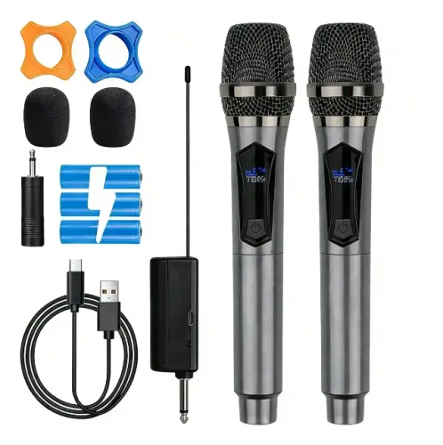 Kit 2 Microfones Sem Fio Profissional Uhf recarregáveis