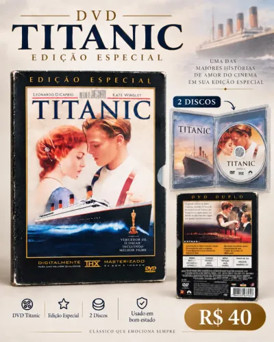DVD Titanic Edição Especial 2 Discos Usado em Bom Estado por R$ 40