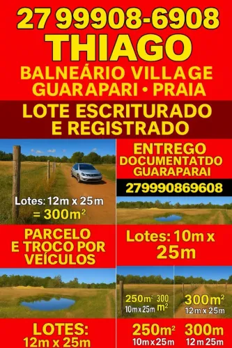 Lotes Escriturados à Venda em Guarapari - Ideal para Investidores, R$ 75 mil, escriturado