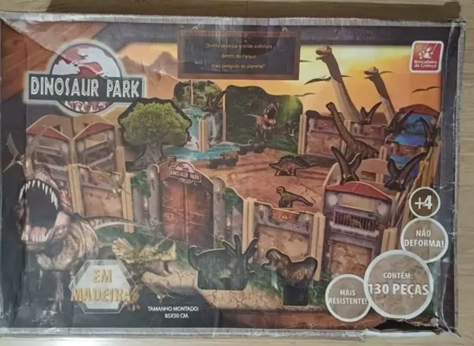 Dino park peças de madeiras cenário 