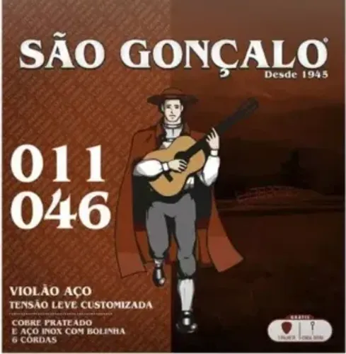 Corda P/ Violão Aço São Gonçalo Tensão Leve Com Bolinha 011