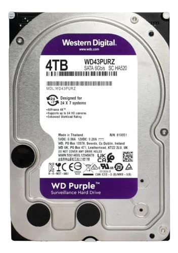 HD Interno Western Digital Purple de 4 TB Para DVR e NVR