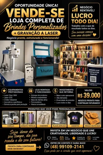 OPORTUNIDADE VENDO LOJA DE PERSONALIZADOS 