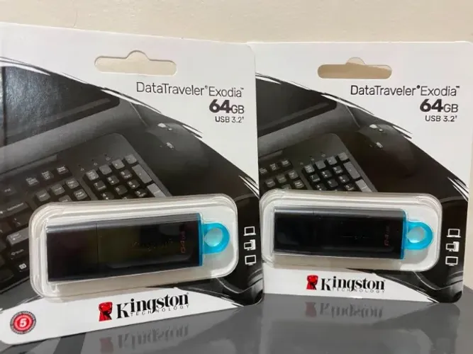 Pen Drive Kingston 64GB Datatraveler Exodia USB 3.2 Preto NOVO!