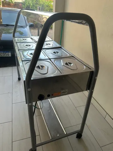 Vendo Buffet Térmico Para Restaurante 8 Cubas + Estufa Vitrine Quadrada Dupla Salgados