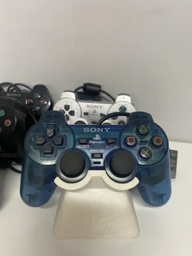 Controle original PlayStation 2 translúcido azul