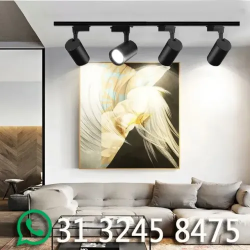 Luminária Trilho 1 Metro + 3 LED Spot Luz
