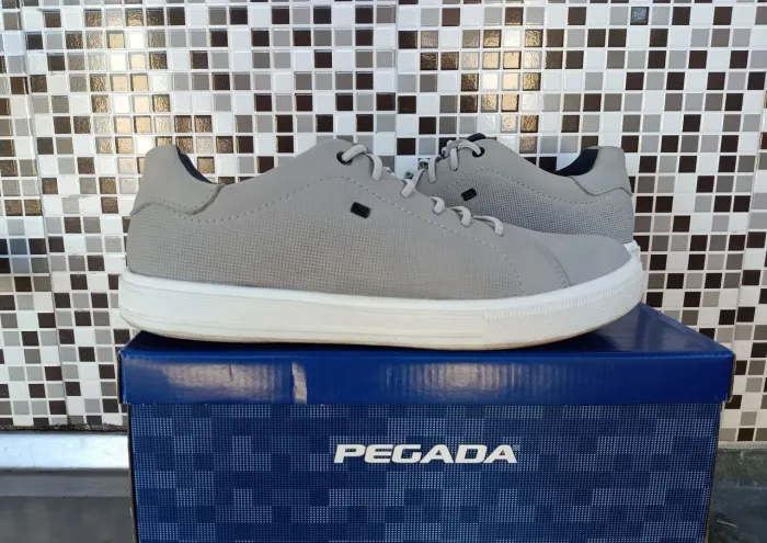 Tênis Casual Pegada Masculino em Couro Silver 44