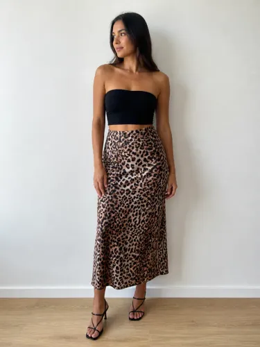Saia midi animal print nova
