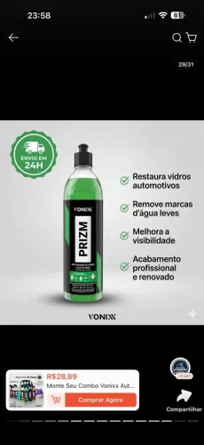 PRIZM VONIXX - RESTAURADOR DE VIDROS AUTOMOTIVO - 500ml LACRADO