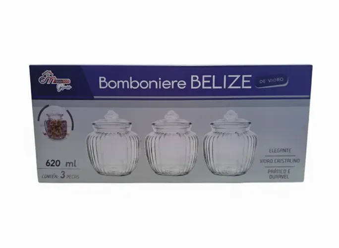 Bomboniere de Vidro 620ml - 3 peças